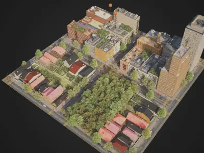Realistic City District A16-R17 MAYA Low-poly 3D model