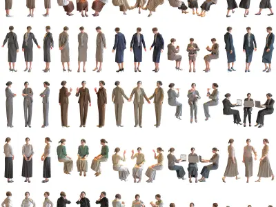 150 Posed and 30 A-pose Asian People Bundle 3D Model Pack