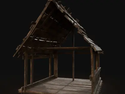 Next Gen AAA Wooden Roofing Cover Construction - Wood Storage Low-poly 3D model