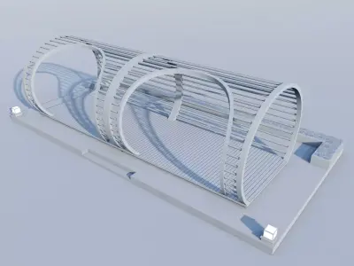 Modern Circular Bus Stop Pavilion  Low-poly 3D model