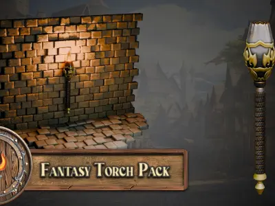 Blender 20 Massive Fantasy Torches Asset Pack 3D model