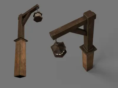 Cultural Light Post Japanese 3D model