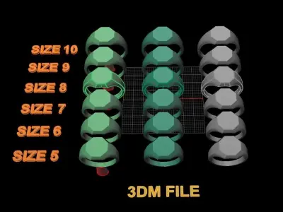 Signet Octagon Ring Band Mix Size 5 6 7 8 9 10 3D print model