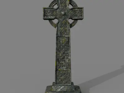 Celtic cross grave stone Low-poly 3D model