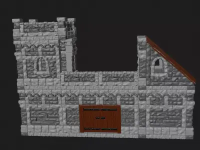 fantasy defence walls and entrance miniature 28mm tabletop games 3D print model