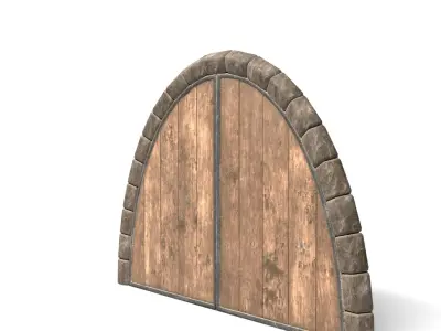 Hobbit Style Medieval Wooden Door  Low-poly 3D model