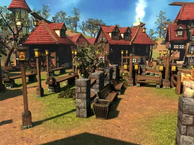 Cartoon Village Mobile 3D model