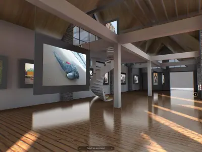 VR Gallery Interior and Exterior Low-poly 3D model