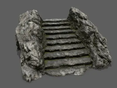 Stairs stone staircase Low-poly 3D model buy