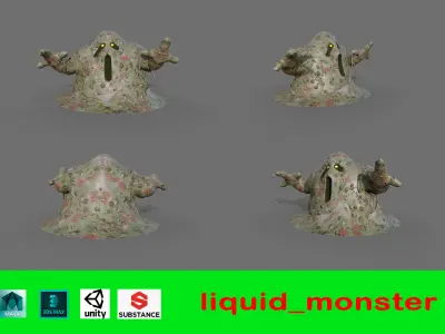 Liquid monster Low-poly 3D model
