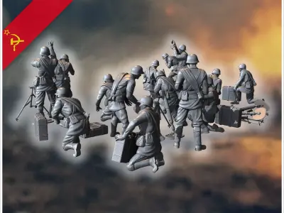 50mm RM-38 Soviet light mortars squad with 15 crews 3 - Soviet a 3D print model
