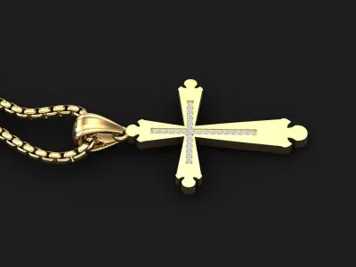 High Cross Pendant Light Gold 18K 3CP031 3D print model