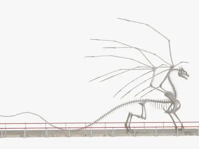  Dragon Skeleton Exhibit with Stanchion Belt Barriers 