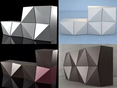 Origami different colored geometric shapes on table Free 3D model