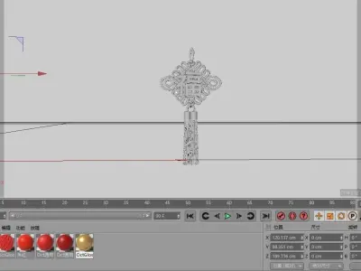 C4D model  red happy Chinese knot 3D model