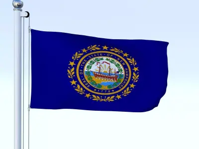 Animated New Hampshire Flag Low-poly 3D model