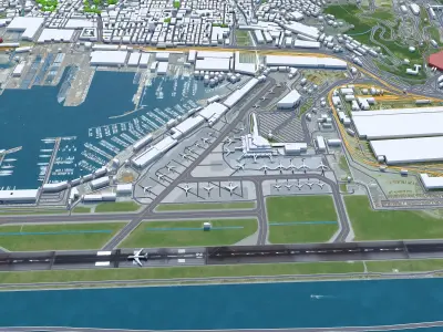 Genoa Cristoforo Colombo Airport 10km Low-poly 3D model