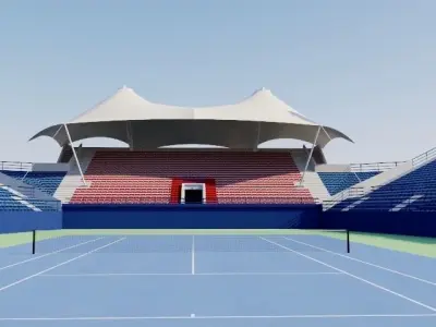 Dubai Tennis Stadium Low-poly 3D model
