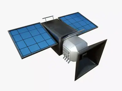 Satellite E05 Steel Blue - SciFi Space Design Low-poly 3D model