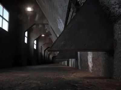  Abandoned Interior Corridor Low-poly 3D model