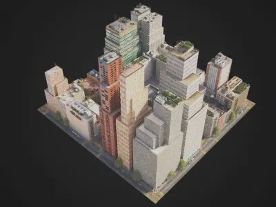 Realistic City District C23-A31 MAYA Low-poly 3D model