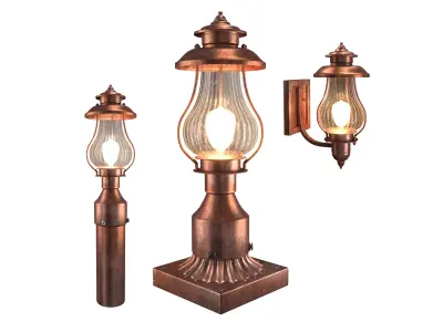 Rustic Exterior Wall Lantern Bronze Outdoor Post Light 3D model