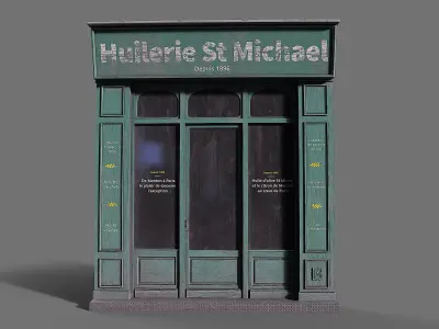  Parisian vintage storefront Low-poly 3D model