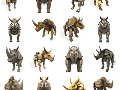 Mechanical Rhino Warriors - Battle-Ready Sentinel Collection 3D print model