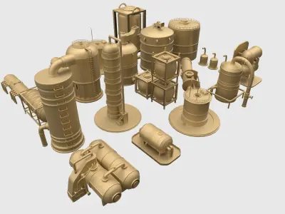 Industrial Tanks Low-poly 3D model