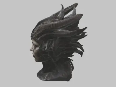 Alien Fantasy HR Giger Woman Scifi Head Bust  Low-poly 3D model