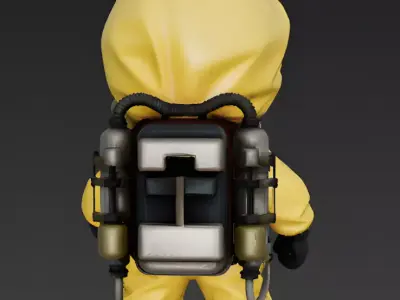 Post-Apocalyptic Hazmat Survivor Chibi 3D Model Low-poly 3D model