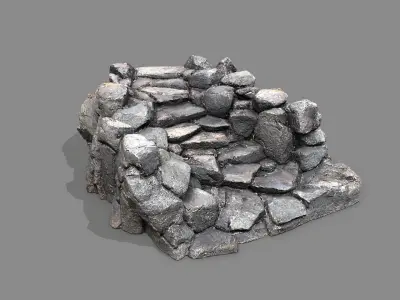 Old Rock Stairs  Low-poly 3D model