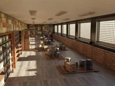 Corridor Warehouse Low-poly 3D model