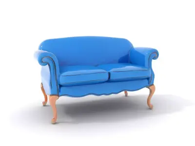 Elegant Blue Sofa model pack Low-poly 3D model