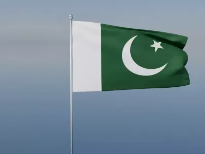 Pakistan National Flag Realistic Animated Cloth Flag 3D model
