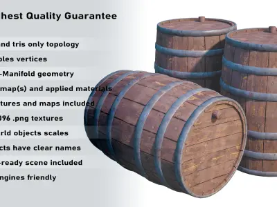 X8 Medieval Wooden Assets Package PBR Low-poly 3D model