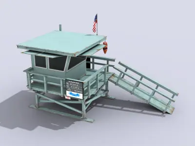 Lifeguard Station Low-poly 3D model