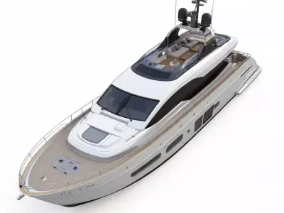 Modern Flybridge Luxury Motor Yacht 3D Model  Maritime Elegance Low-poly 3D model