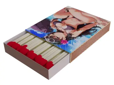 Matchbox 3D model matches in box Free low-poly 3D model