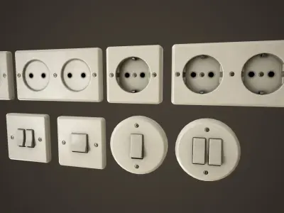 Switches and sockets Low-poly 3D model