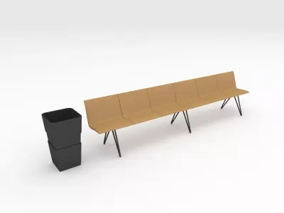Bench Park 54 Low-poly 3D model