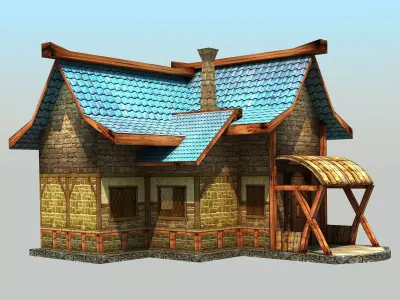 Village house - Low poly Low-poly 3D model