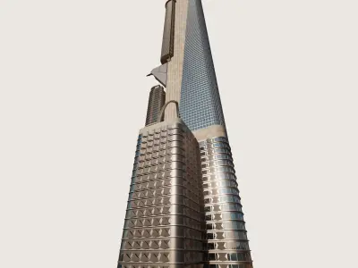 Building Skyscraper City Town Downtown Street Futuristic Utopia Low-poly 3D model