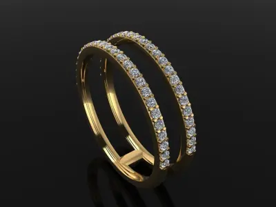 DOUBLE DIAMOND ROW BAND RING SIZE 8  3D print model