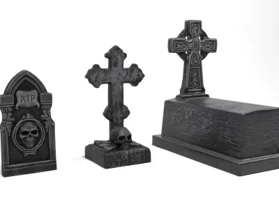 Gravestones halloween Low-poly 3D model
