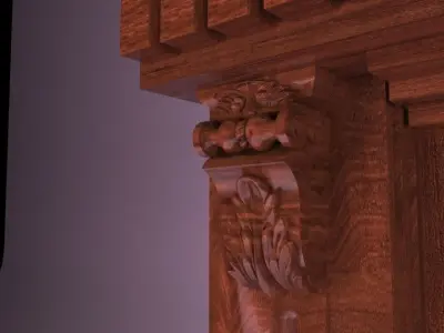 Maral wooden lobby door Low-poly 3D model