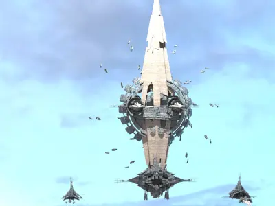 interstellar Sci fi pharaoh Archway rings Low-poly 3D model