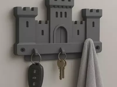 Castle Wall Hook STL  Medieval Key Holder Organizer 3D print model