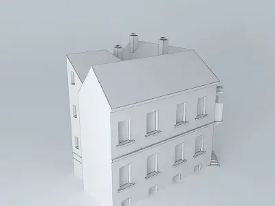 Old Corner House Exterior only Low-poly 3D model