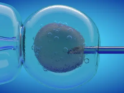 IVF cell simulation animal or human cell and needle 3D model